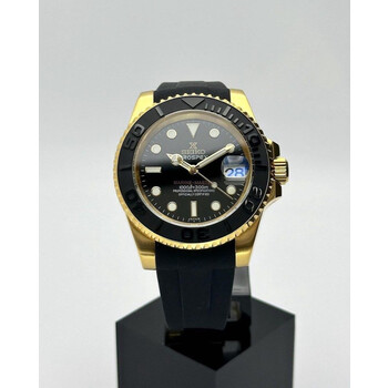 Custom Seiko Mod • Glossy Black MarineMaster Gold Yachtmaster • 40mm